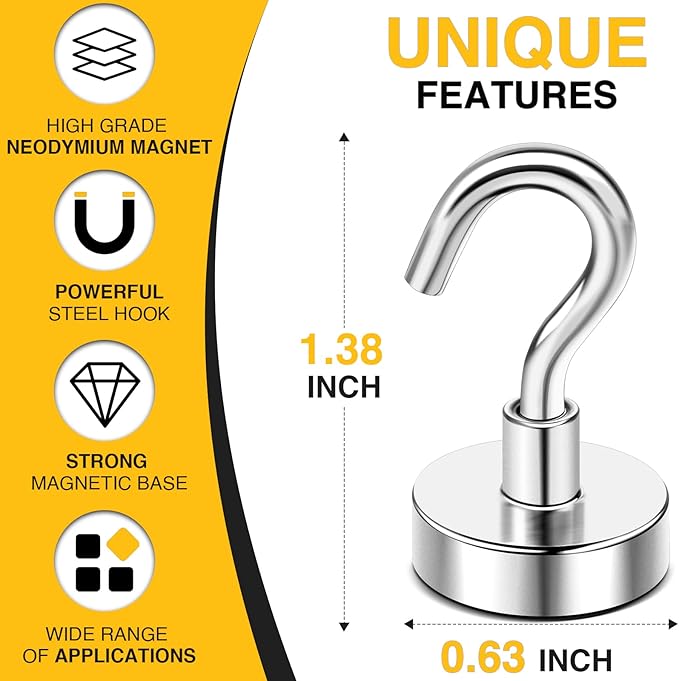 DIYMAG Magnetic Hooks 15pcs 30lbs Cruise Essentials 2026 Magnet Hook - Image 2