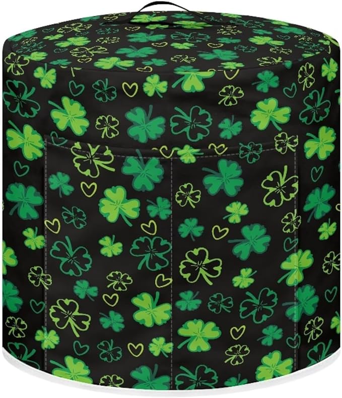 Xoenoiee Shamrock Black Print Kitchen Appliance Dust Cover with Pockets, Electric Pressure Cooker Cover Compatible with Crock Pot, Rice Cooker Covers for St.Patrick's Day Decor, for 8 Qt