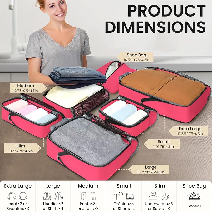 BAGAIL 4 Set/6 Set/8 Set Compression Packing Cubes Travel Accessories - Image 2