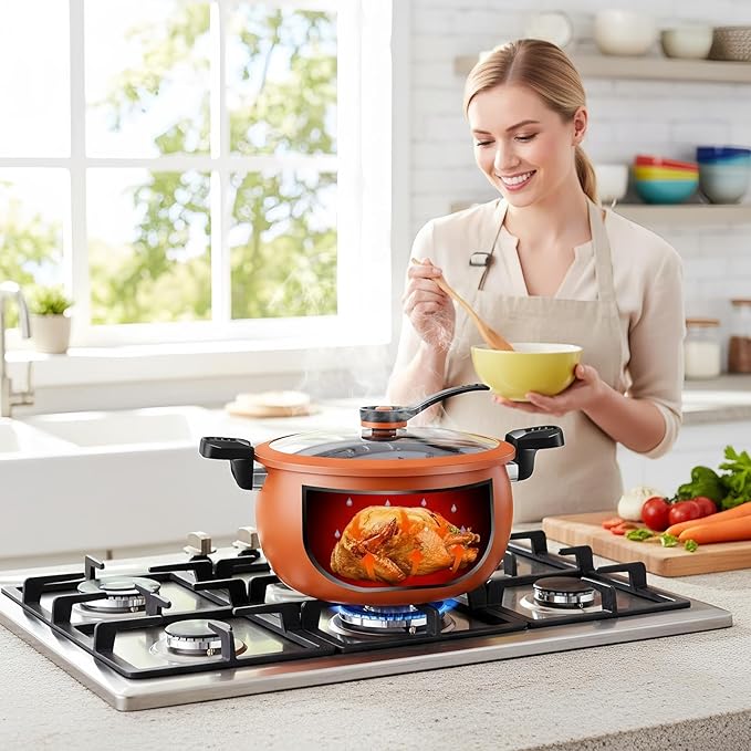 Pressure Pot - Slow Rice Cooker, Non-Stick Large-Capacity Cookware For Meal Preparation, Appliance With Transparent Cover, Kitchen Supplies, Device For Cooking, Canning, Steaming And Restaurant Use