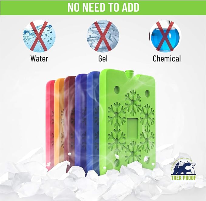 TrekProof Multicolor Lunch Bag Ice Packs, 6-Piece Set, Reusable and Eco-Friendly, Portable and Compact, Ideal for Travel, Camping, Picnics, and School