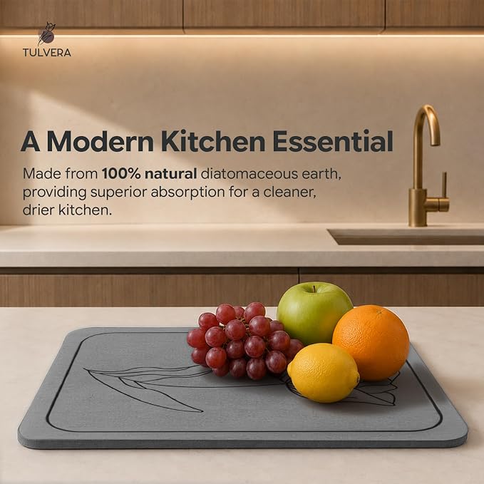 Stone Dish Drying Mat for Kitchen Counter – Diatomaceous Earth Drying Mat | - Image 2