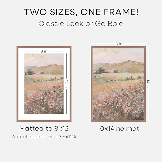 Homeforia 10x14 Picture Frame Mocha, High End Metal 10x14 Poster Frames with Mat for 8x12, 10 x 14 Mocha Frame Matted to 8 x 12 inch Photo, 10by14 Thin Hanging Frames, Tempered Glass, Wall Kit, Set of 1