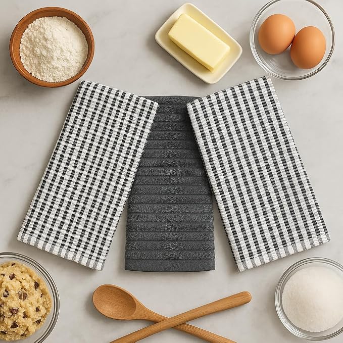 Serafina Home Thanksgiving Kitchen Towels- Set of 3 100% Cotton Solid Dark Gray - Image 3