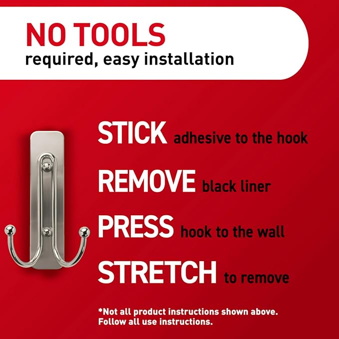 Command Large Brushed Nickel Double Hooks, 2 Hooks and 2 Strips, Damage Free - Image 8