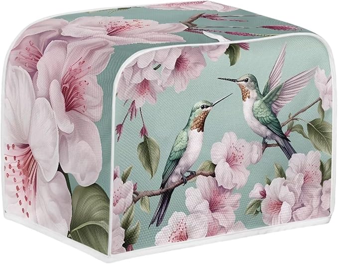 Hummingbird Peach Blossom Print 2 Slice Toaster Cover Dustproof Fingerprint Protectors for Kitchen Small Appliance Kitchen Home Decor