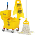 Simpli-Magic Side Press Wringer Combo Commercial Mop Bucket on Wheels, 35 Quart by Simpli-Magic