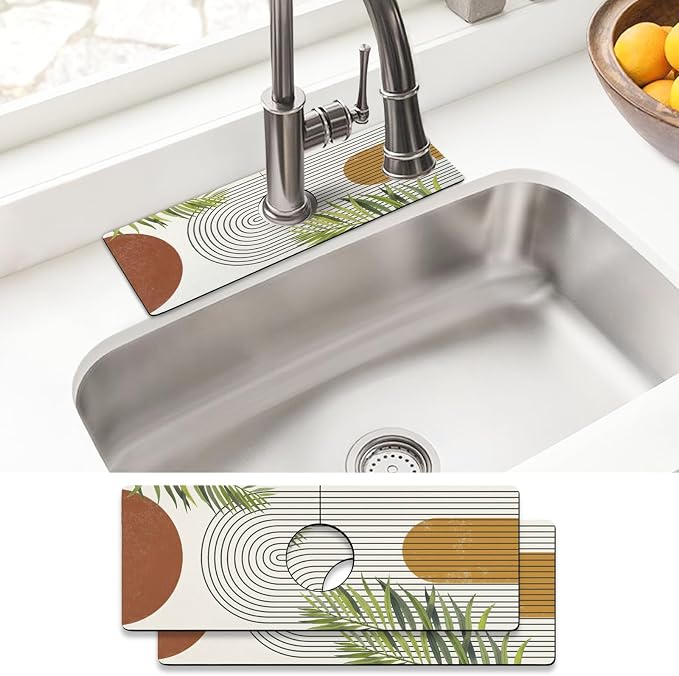 Sink Faucet Absorbing Mat, 2 Pack Drying Mat Around Faucet Sink Splash Guard by BathtubMat