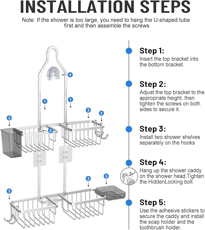 Adjustable Shower Caddy Hanging - Image 8