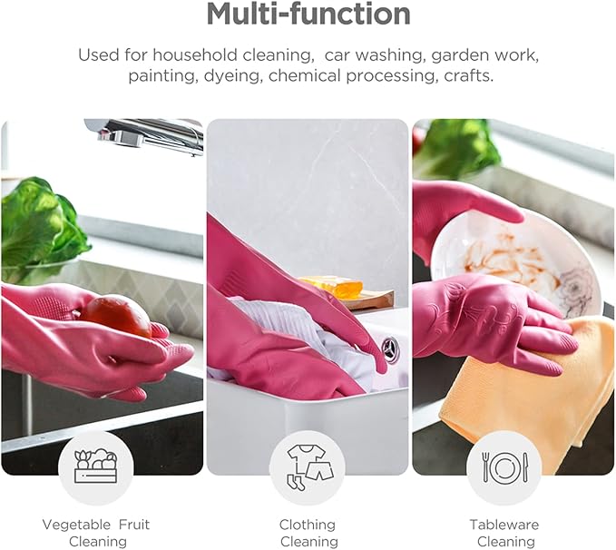 Rubber dishwashing gloves 3 or 6 Pairs - Image 2
