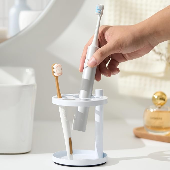 Metal Toothbrush Holder Stand for Bathroom: Stainless Steel Ventilated Organizer - Image 8