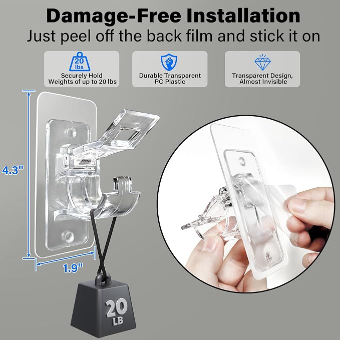 24-Pack No Drill Needed Curtain Rod Holders Brackets, Self Adhesive Rod Holder - Image 3