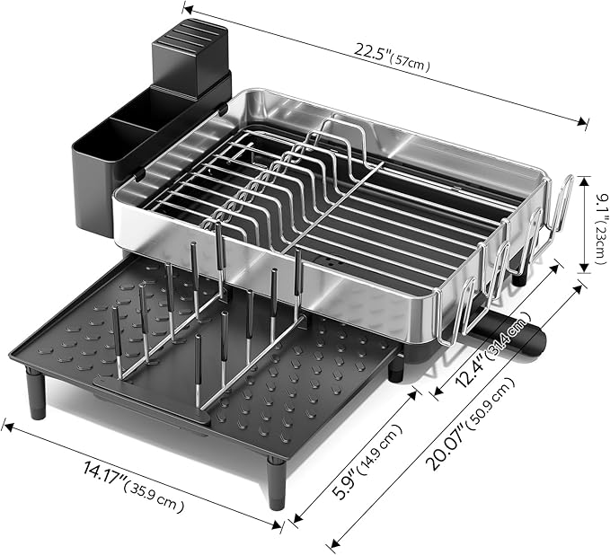 Urackify Expandable Dish Drying Rack, Stainless Steel, Large Capacity | - Image 2