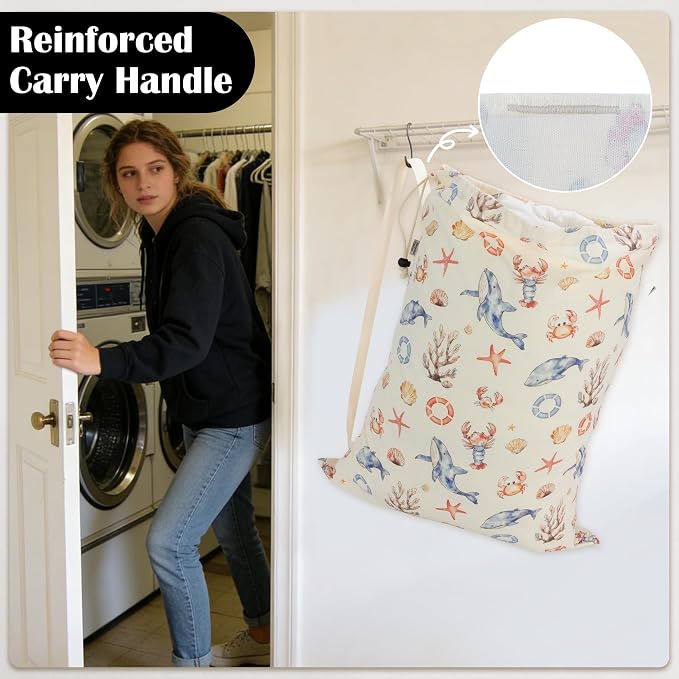 Canvas Laundry Bag with Shoulder Strap & Drawstring - Image 5