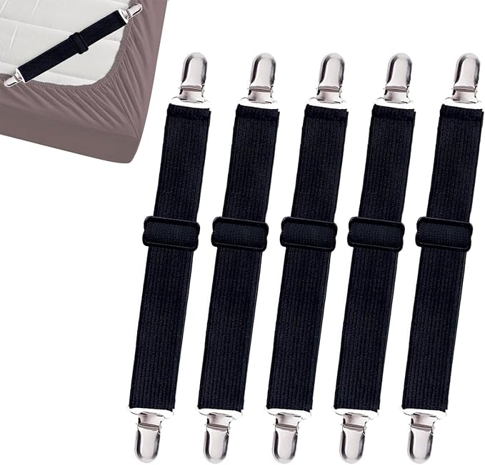 10 pcs Adjustable Bed Sheet Straps, Bed Sheet Clips from 14 to 39 Inch by qzcccecl