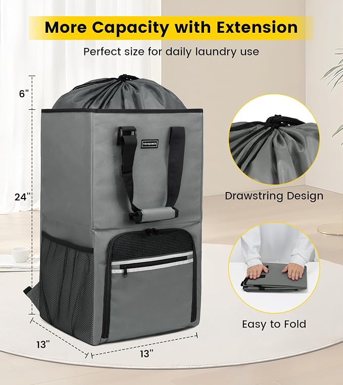 Vorspack Laundry Backpack with Shoulder Straps, Extra Large Hamper, Structured - Image 2