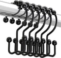 Titanker Black Shower Curtain Hooks Rings, Rust-Resistant Metal Double Glide by Titanker