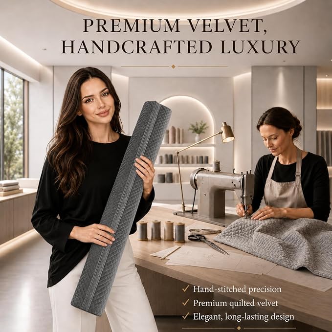 Ciieyuo Premium Velvet Under Door Draft Stopper, Adjustable 30-36 Inches | Door - Image 2