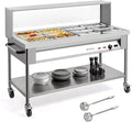 ROVSUN 96QT 1500W Electric Commercial Food Warmer, 12-Pan Steam Table 8QT/Pan Stainless Steel Bain Marie w/Acrylic Shield Overshelf Undershelf Temperature Control & Lid for Buffet Restaurant 110V