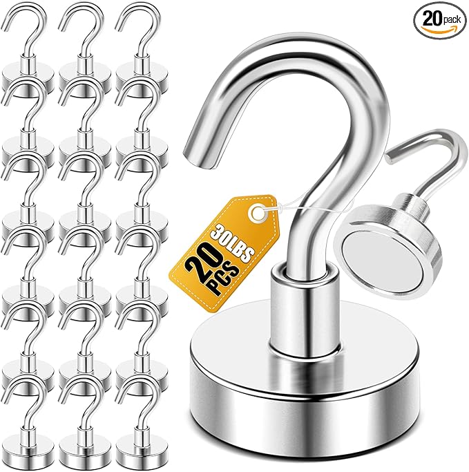 DIYMAG Magnetic Hooks 20pcs 30lbs+ Cruise Essentials 2026 Magnet Hook by DIYMAG