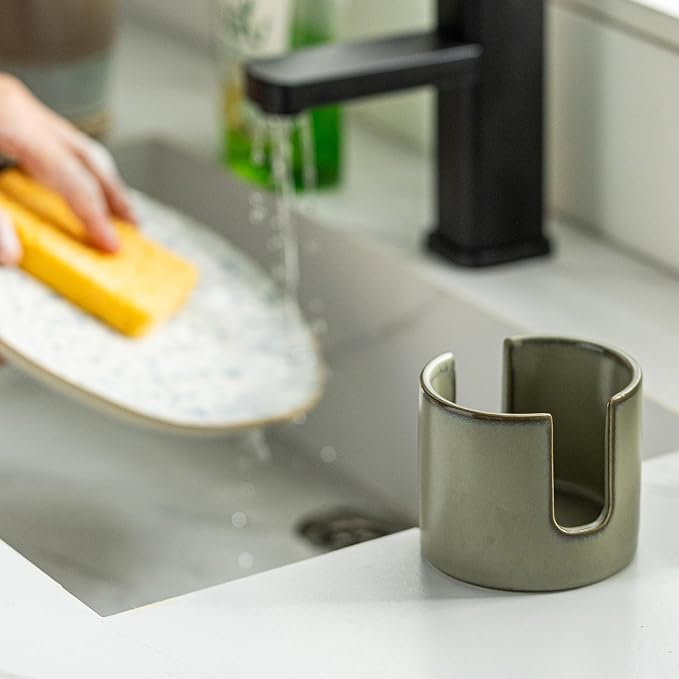 Zoeeker Sponge Holder, Ceramic Dish Sponge Drying Caddy - Image 7