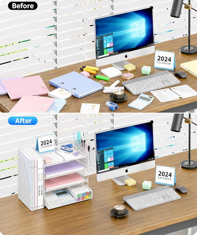 Desk Organizers and Accessories, 4-Tier Desktop File Organizer - Image 3