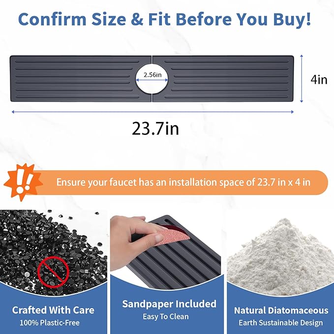 Faucet Mat for Kitchen Sink, Water Absorbent Kitchen Faucet Mat, Durable Sink - Image 3