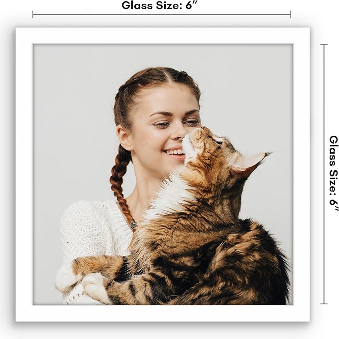 Americanflat 6x6 Picture Frame with Shatter-Resistant Glass - Streamline Collection - Thin Border Square Frame for Tabletop and Wall Display - Hanging Hardware and Easel Stand Included - White