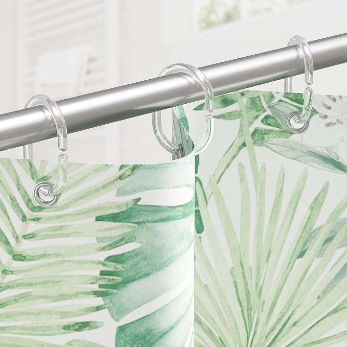 Amazer Plastic Shower Curtain Hooks, Shower Curtain Rings, C Shaped Shower Hooks - Image 2