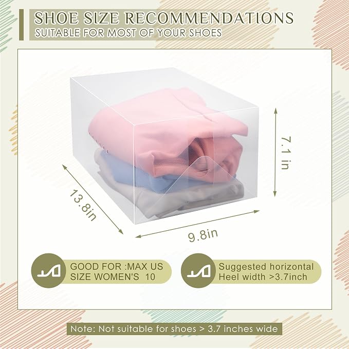 Sintuff 20 Pcs Clear Shoe Boxes Plastic Stackable Clear Shoe Storage Boxes - Image 2