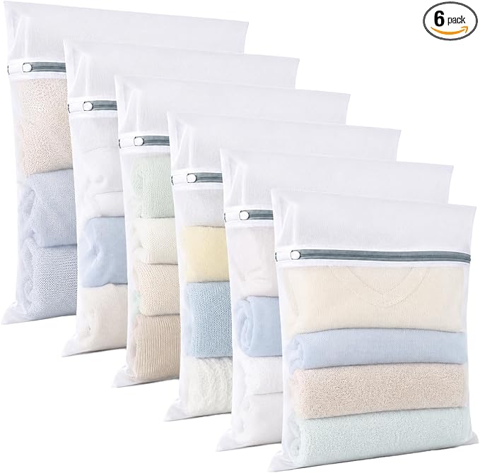 6 Pcs Mesh Laundry Bags for Delicates, Lingerie & Bra Washing, 12 x 16 Inch by TESKYER