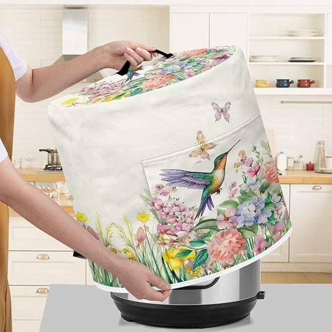 Flashideas Hummingbird Pressure Cooker Cover with Storage Pocket Compatible with 8 10 Quart Instant Pot, Durable Rice Cooker Air Fryer Accessories, Waterproof Kitchen Appliances Dust Cover