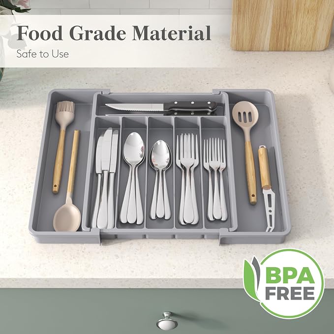Lifewit Expandable Silverware Drawer Organizer, Kitchen Utensil Tray | BPA-free - Image 7