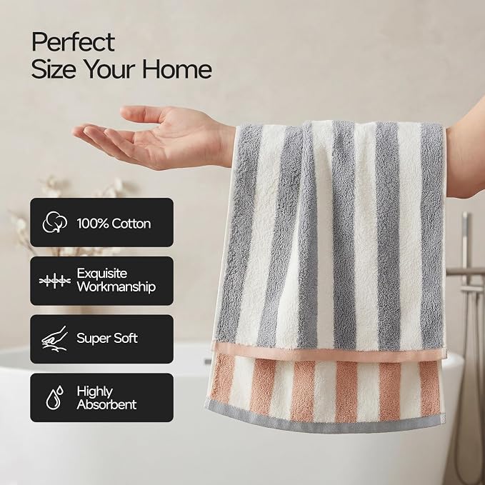 REDKISS Striped Hand Towels for Bathroom, Kitchen Decor, Guest Use, Kids & - Image 3