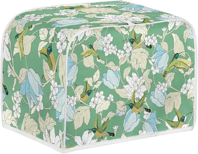 Hummingbird Flower Print 2 Slice Toaster Cover for Home Stain Resistant Waterproof Bread Maker Cover for Kitchen Small Appliance