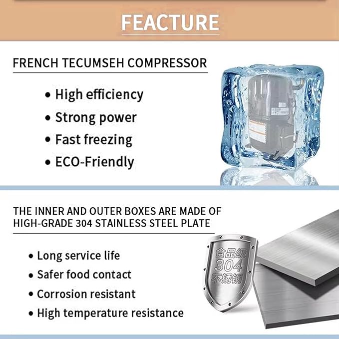 Kolice Commercial Heavy Duty 10 Trays Blast Chiller & Freezer with Food Probe, Lowest temp: -40°F, for Restaurants,Bakerys,Hotels to Preserve Ice Cream,Sea Food,Chicken,Dumpling,Beef,Dough,etc