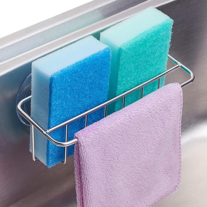 TESOT Sink Caddy Sponge Holder for Kitchen Sink Dish Cloth Hanger 2 Suspension by TESOT
