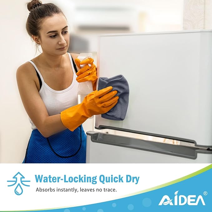 AIDEA Gray Microfiber Cleaning Cloth-24PK, Cleaning Rags 12"x 16" Absorbent | - Image 6