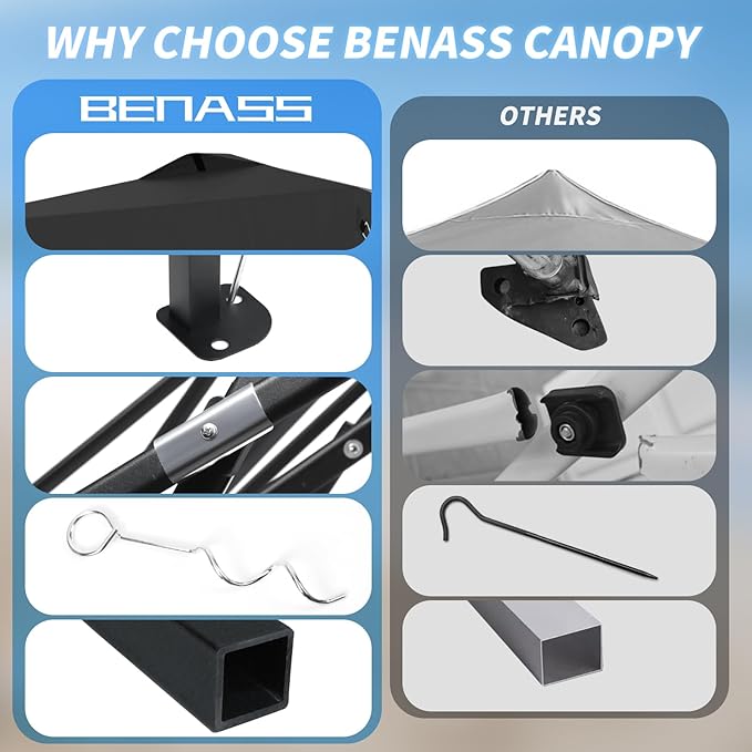 10x10 Pop Up Canopy, Easy Up Canopy Tent, Heavy Duty Tents for Parties, One Person Set Up Event Tent, Black