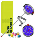 Candy Thermometer with Pot Clip -Essential for Cooking - 8" Deep Fry Oil Thermometer - Blue