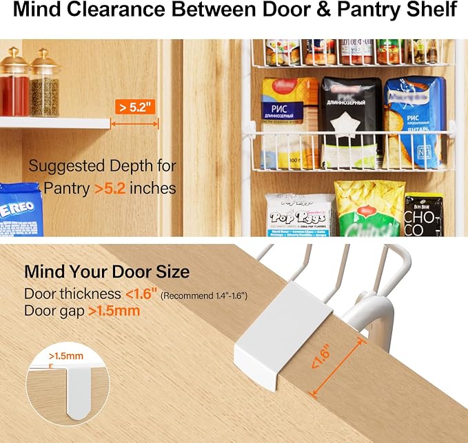 Delamu Over the Door Pantry Organizer, 6-Tier Pantry Organizers and Storage - Image 2