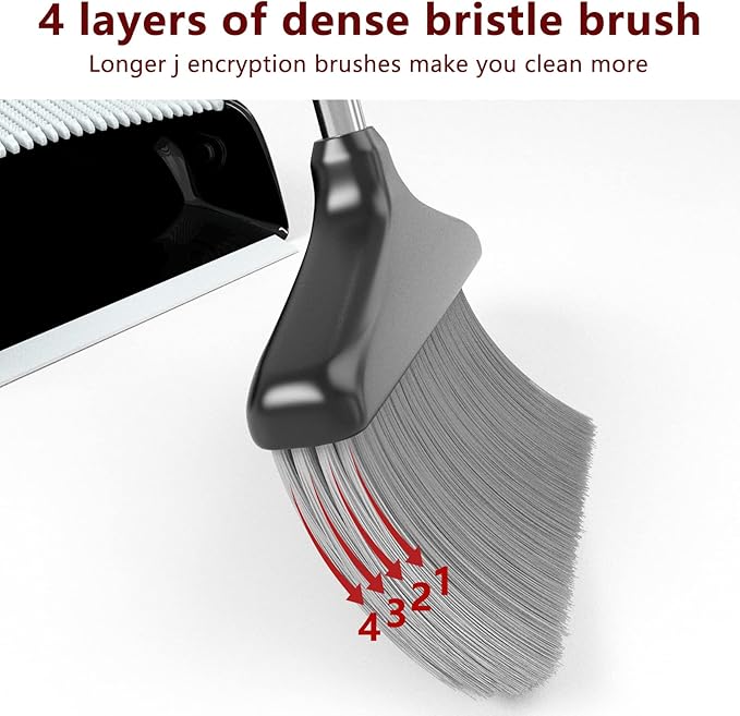 Broom with Dustpan Combo Set 54" Long Handle Angle Broom and Dust Pan - Image 4