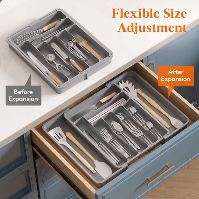 Lifewit Expandable Silverware Drawer Organizer, Kitchen Utensil Tray | BPA-free - Image 7