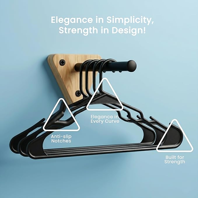 Utopia Home Plastic Hangers 100 Pack – Space Saving Clothes Hanger Black | - Image 5
