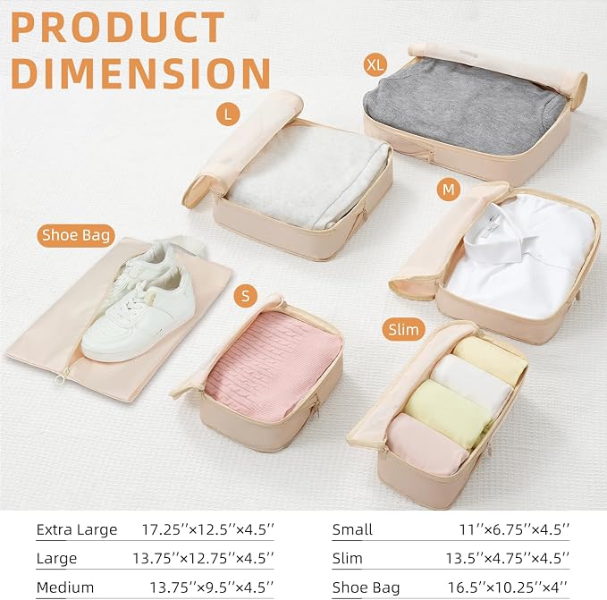 BAGAIL 4 Set/6 Set/8 Set Compression Packing Cubes Travel Accessories - Image 2