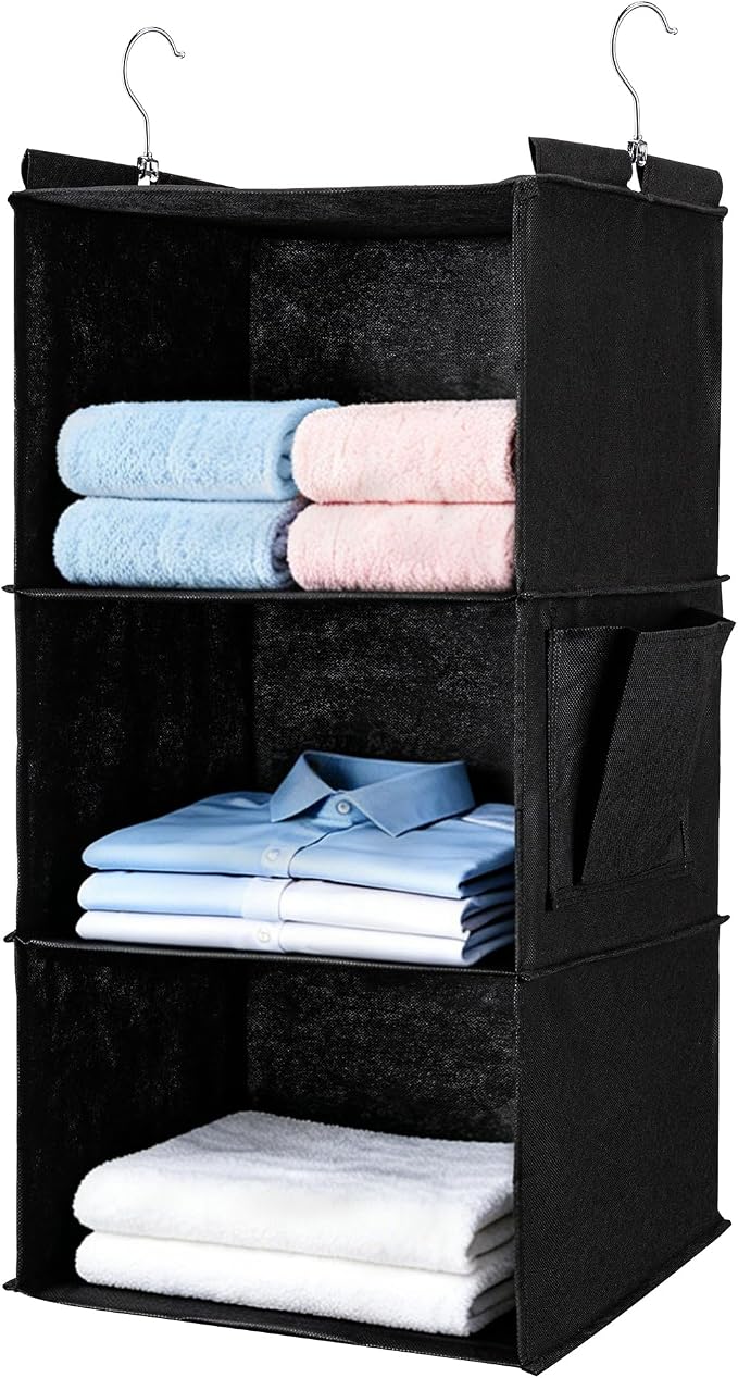 Hanging Closet Organizer and Shelves, 3 Shelves by BOOMIBOO