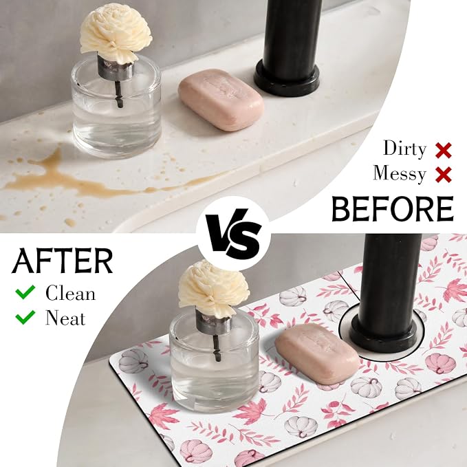 Fall Kitchen Sink Splash Guard Faucet Mat, Farmhouse Sink Splash Guard Behind - Image 3