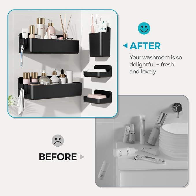 Nieifi Adhesive Shower Shelves, 5 Pieces - Image 4