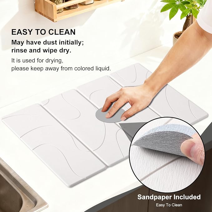 3 PCS Large Stone Dish Drying Mat - Image 7