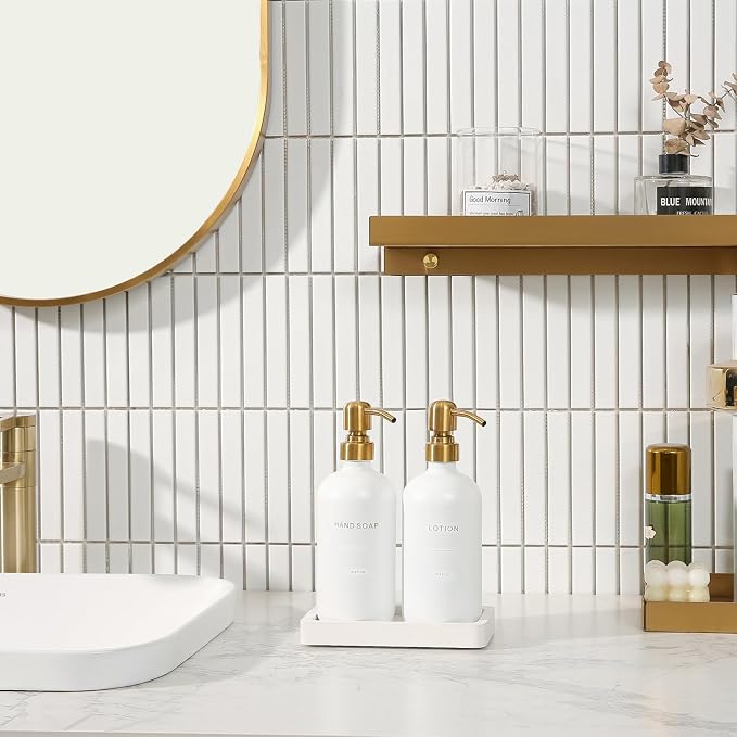Prus Waso Gold Soap Dispenser Bathroom Set | Hand and Lotion Dispenser - Image 2
